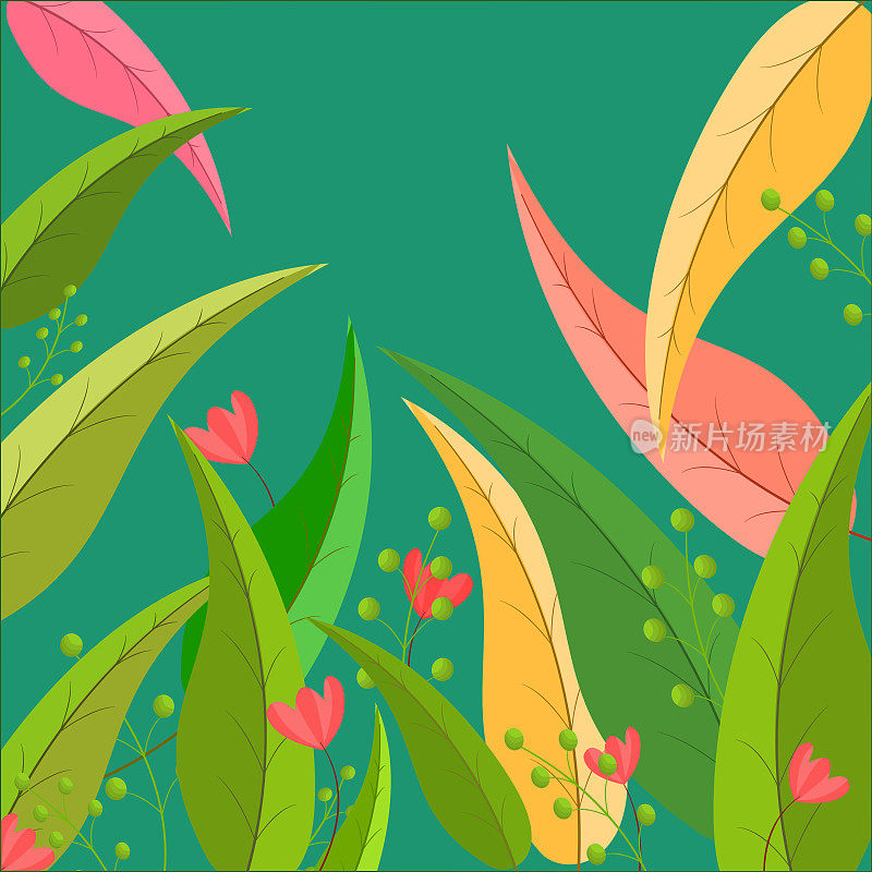 Tropical plant flower outdoor springtime with abstract background texture wallpaper scenery vector and illustration graphic design